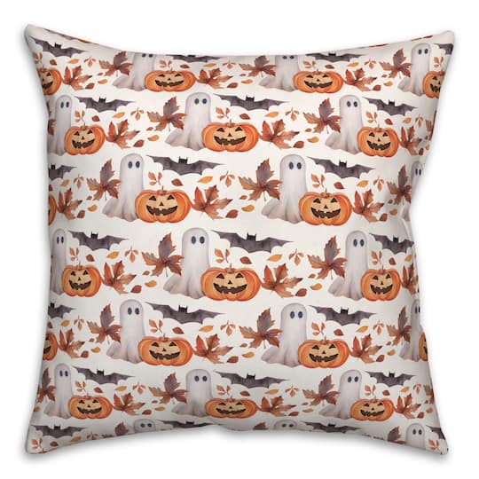 Halloween Character Leaf Pattern 18" x 18" Spun Poly Pillow